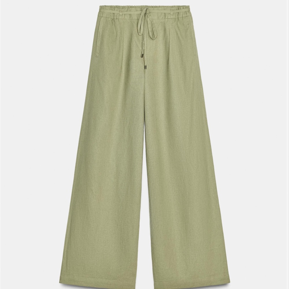 Zara Olive Green Wide Leg Pants - Picture 2 of 6